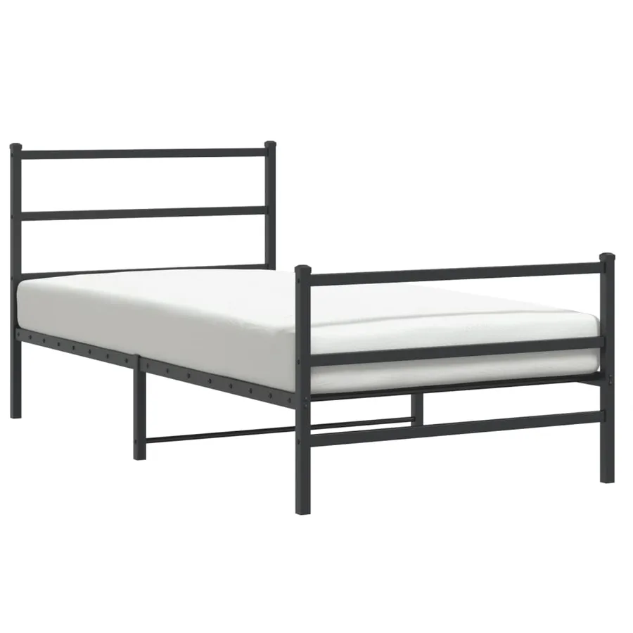 Cadre de lit métal sans matelas avec pied de lit noir 107x203cm - 2