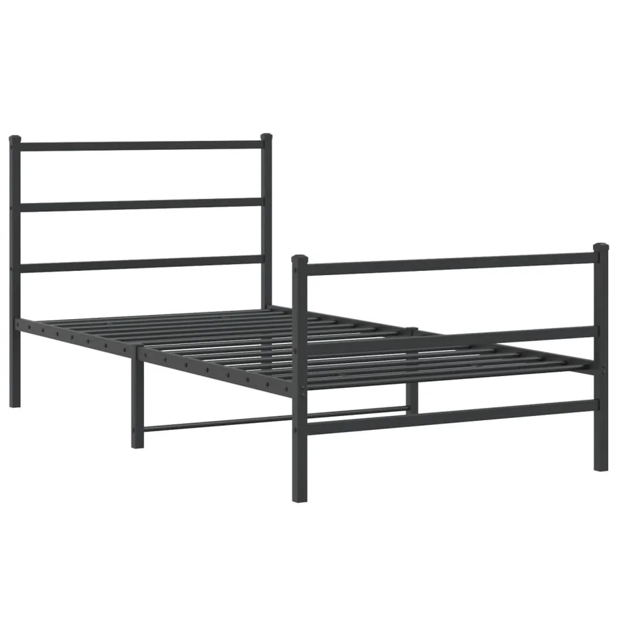 Cadre de lit métal sans matelas avec pied de lit noir 107x203cm - 3