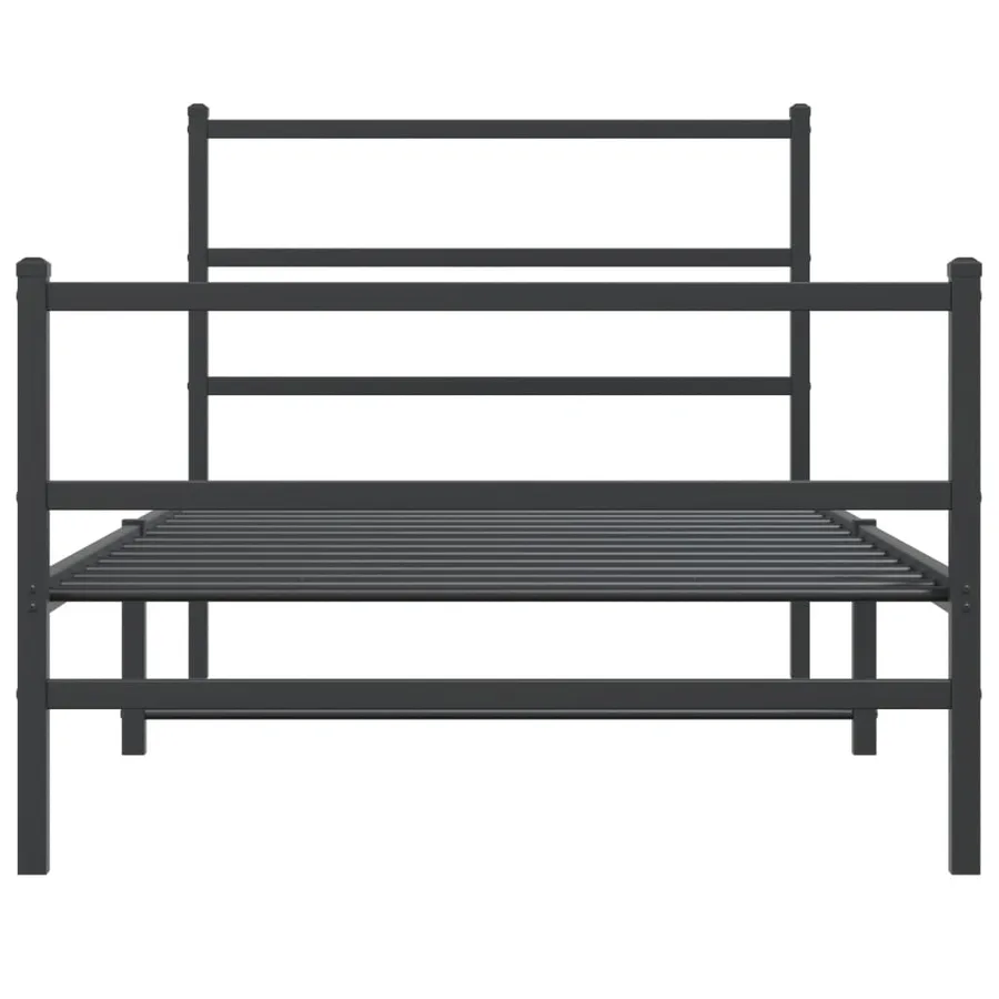 Cadre de lit métal sans matelas avec pied de lit noir 107x203cm - 5