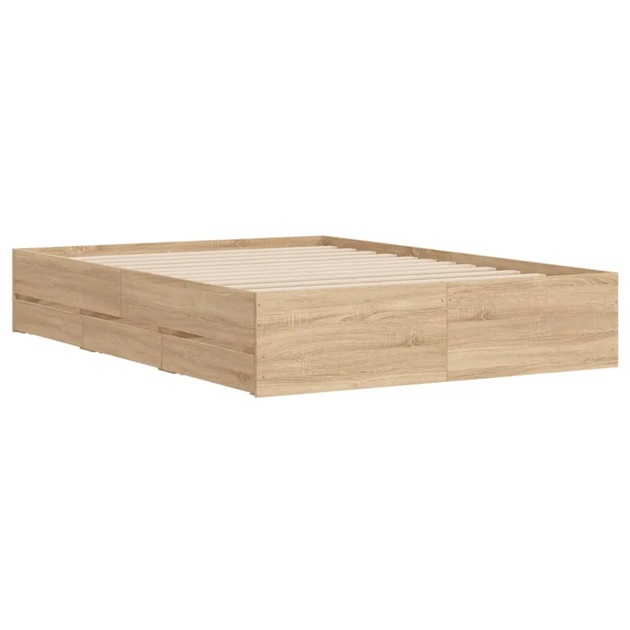 Cadre de lit avec tiroirs sans matelas chêne sonoma 120x200 cm - 4
