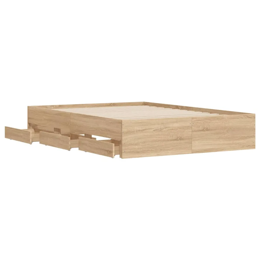 Cadre de lit avec tiroirs sans matelas chêne sonoma 120x200 cm - 5