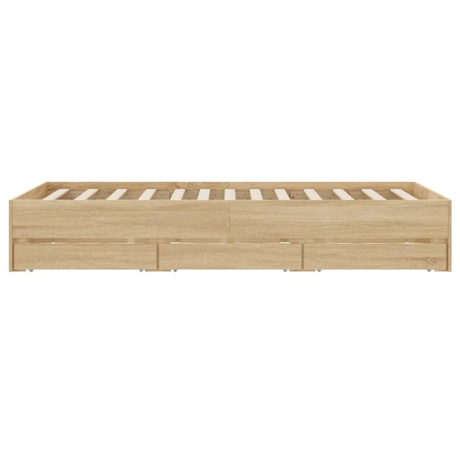 Cadre de lit avec tiroirs sans matelas chêne sonoma 120x200 cm - 7