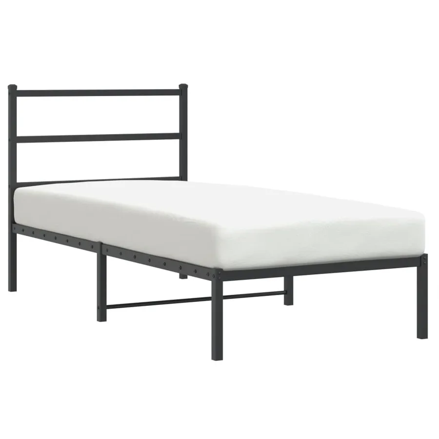 Cadre de lit métal sans matelas avec tête de lit noir 90x200 cm - 2