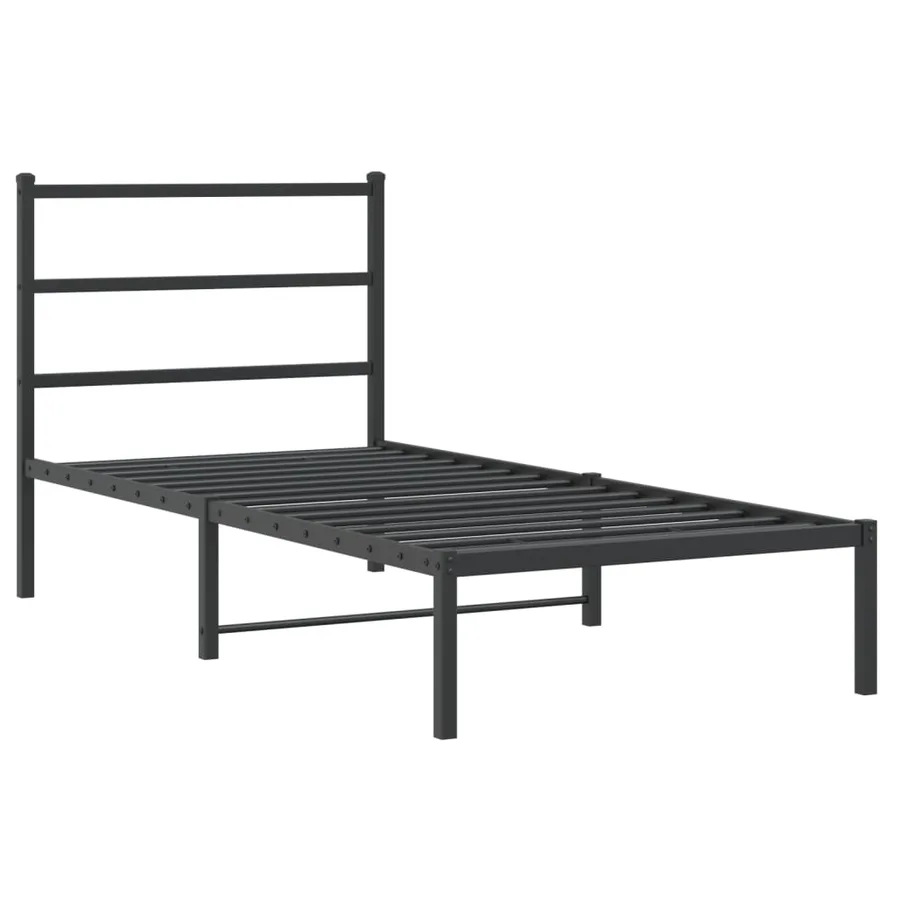 Cadre de lit métal sans matelas avec tête de lit noir 90x200 cm - 3