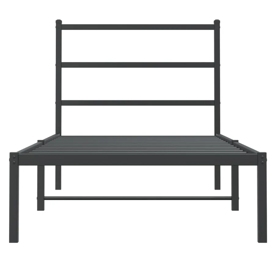 Cadre de lit métal sans matelas avec tête de lit noir 90x200 cm - 5