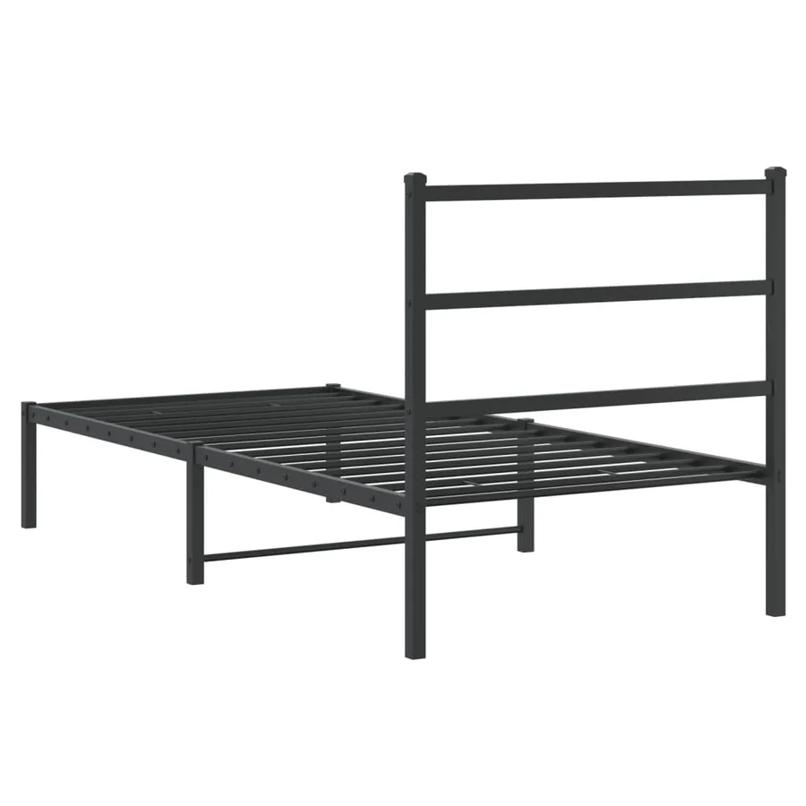 Cadre de lit métal sans matelas avec tête de lit noir 90x200 cm - 7