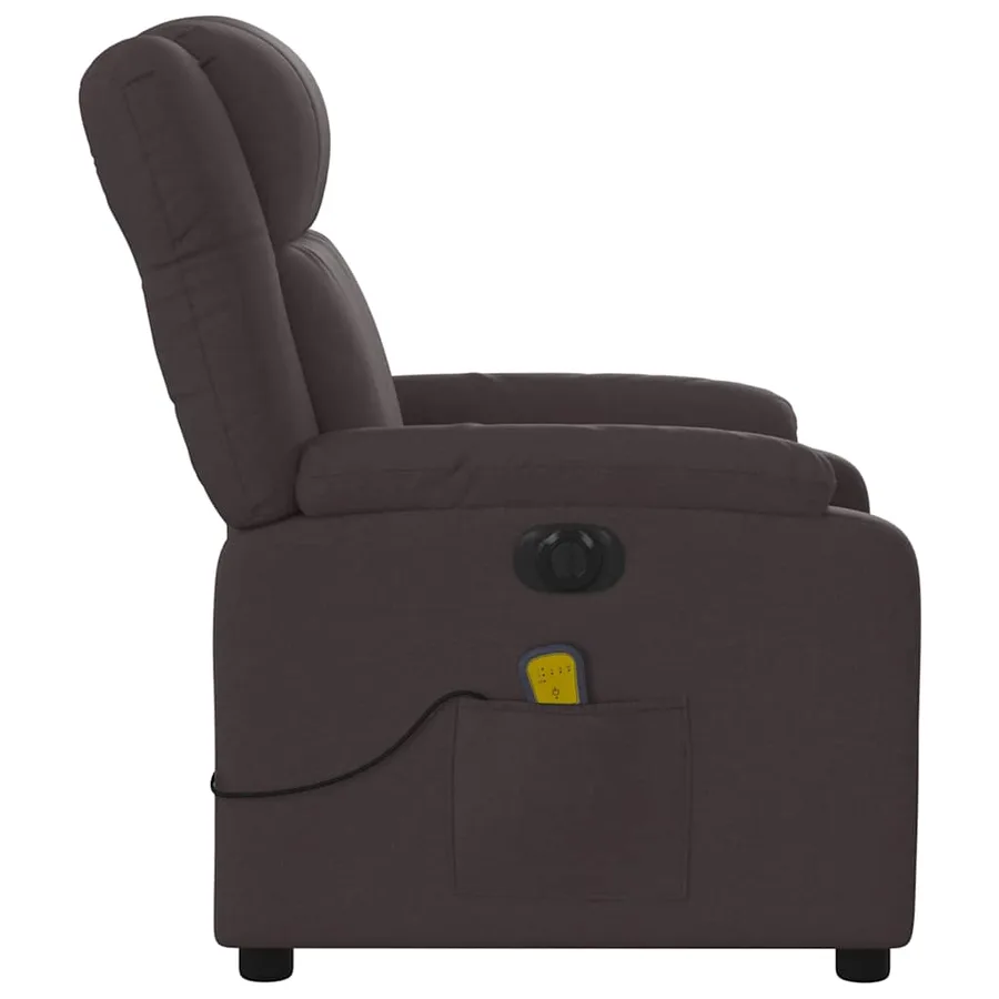 Fauteuil de massage inclinable électrique Marron foncé Tissu - 10