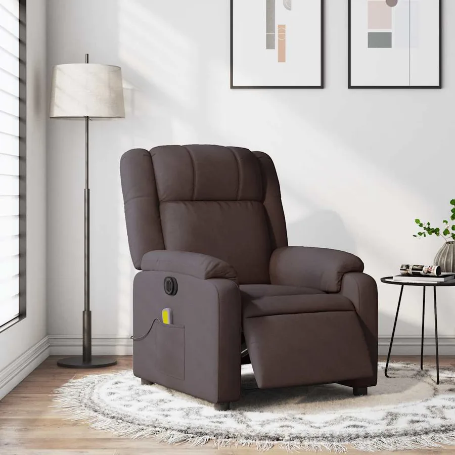 Fauteuil de massage inclinable électrique Marron foncé Tissu - 15