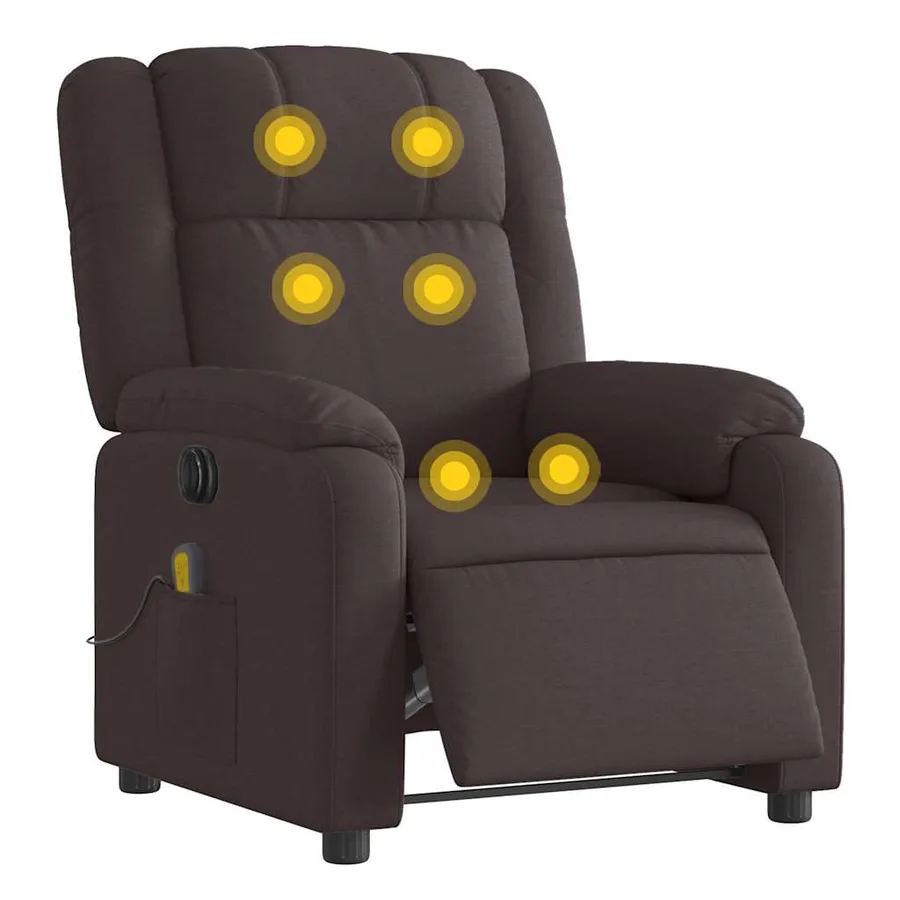 Fauteuil de massage inclinable électrique Marron foncé Tissu - 3