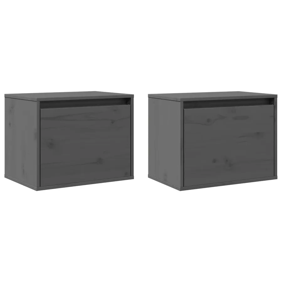 Armoires murales 2 pcs Gris 45x30x35 cm Bois de pin massif - 3