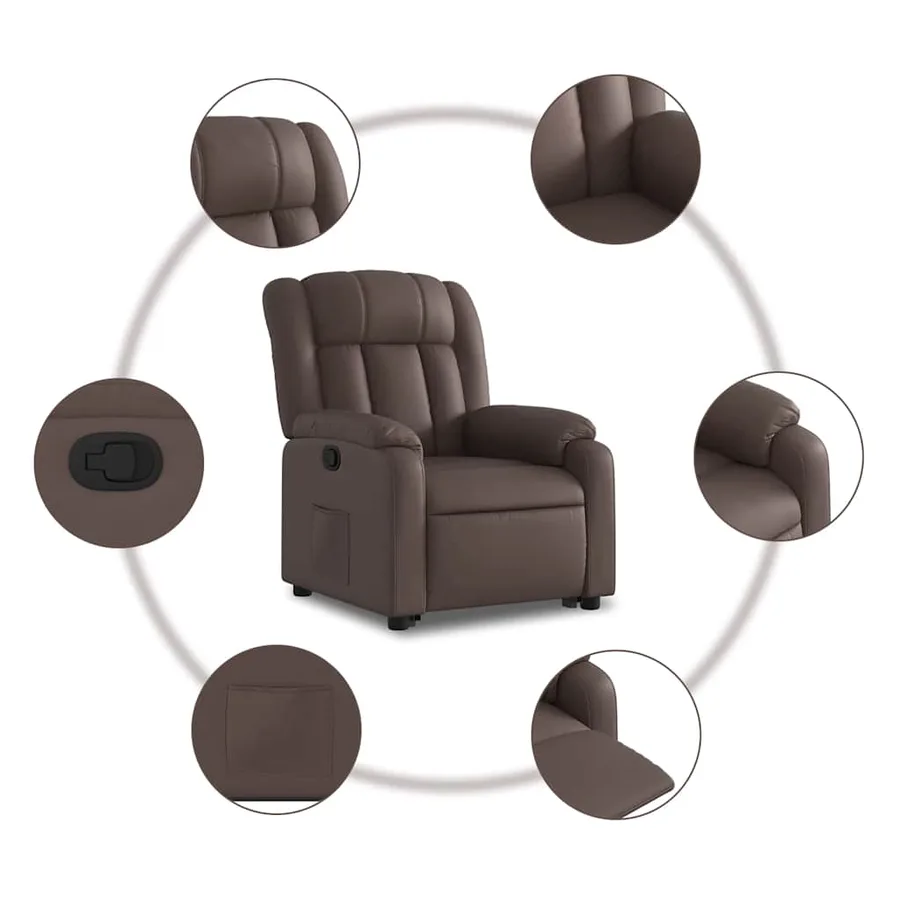 Fauteuil inclinable marron similicuir - 8