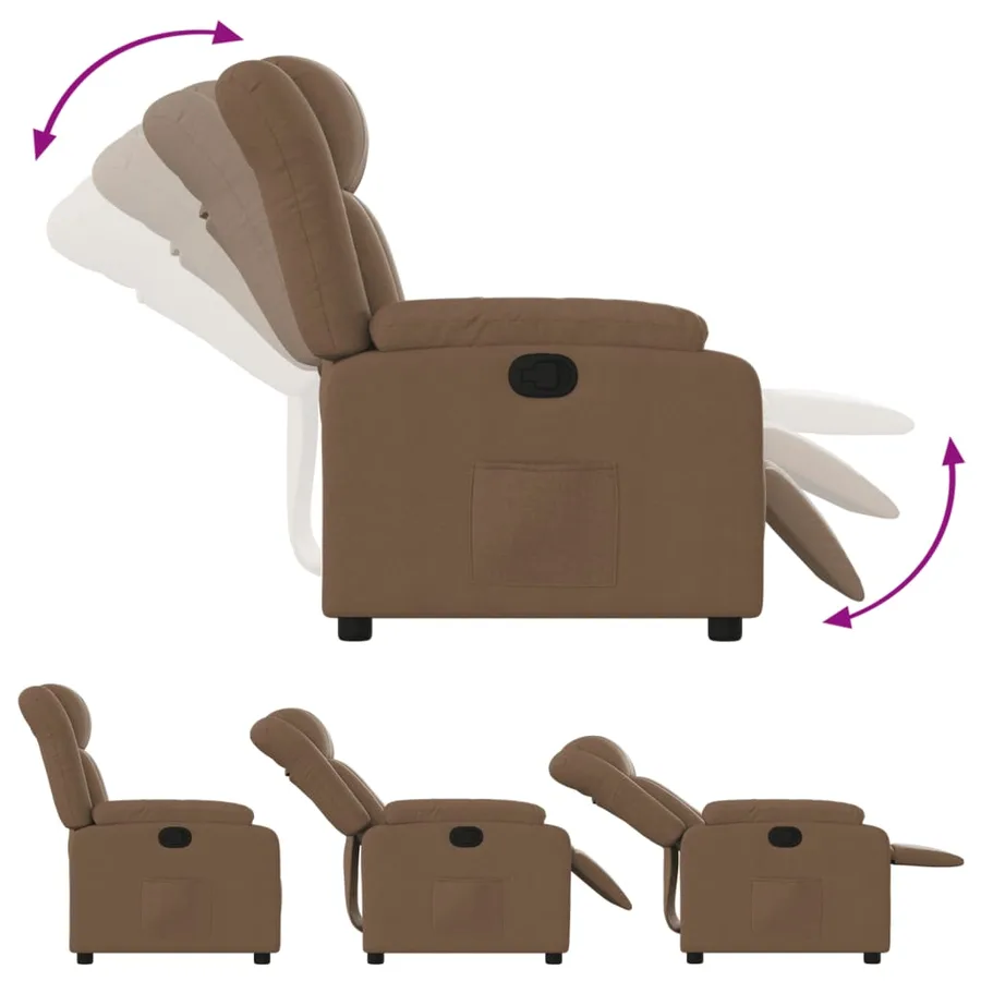 Fauteuil inclinable Marron Tissu - 4