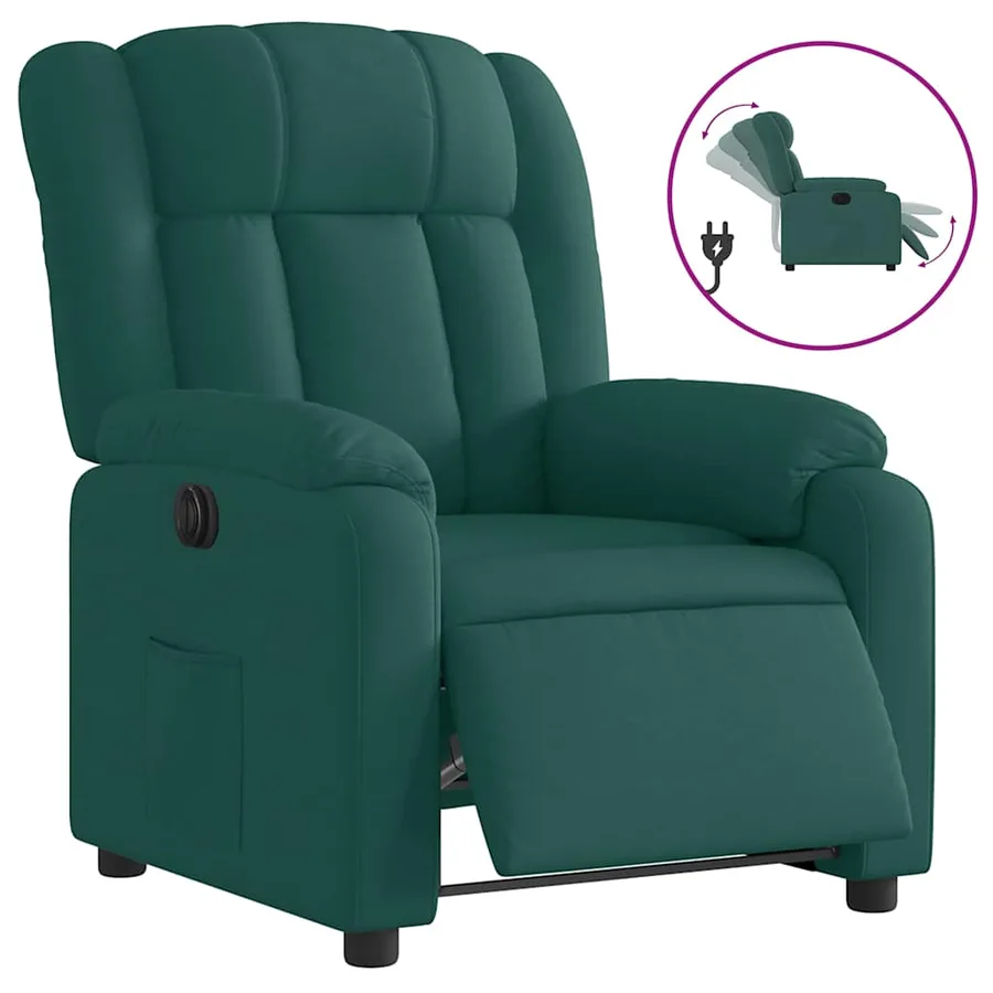 Fauteuil inclinable électrique Vert foncé Tissu - 2