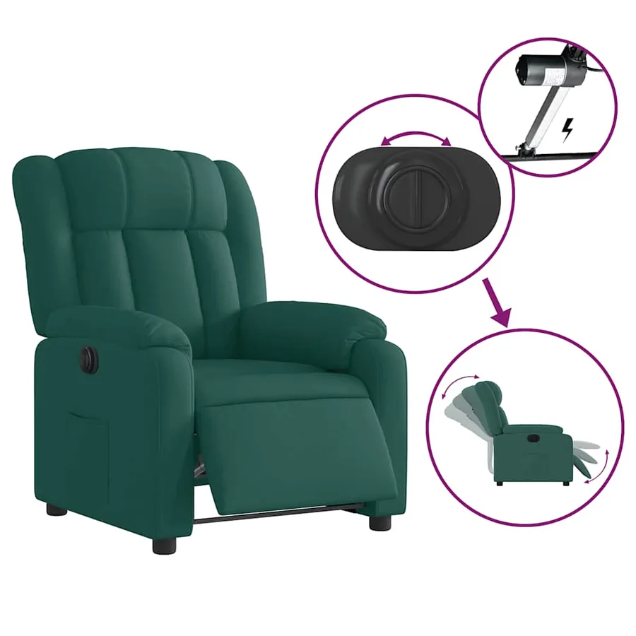 Fauteuil inclinable électrique Vert foncé Tissu - 6