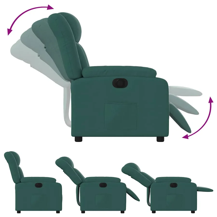 Fauteuil inclinable électrique Vert foncé Tissu - 7