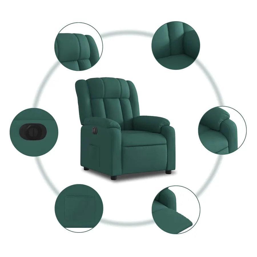Fauteuil inclinable électrique Vert foncé Tissu - 8