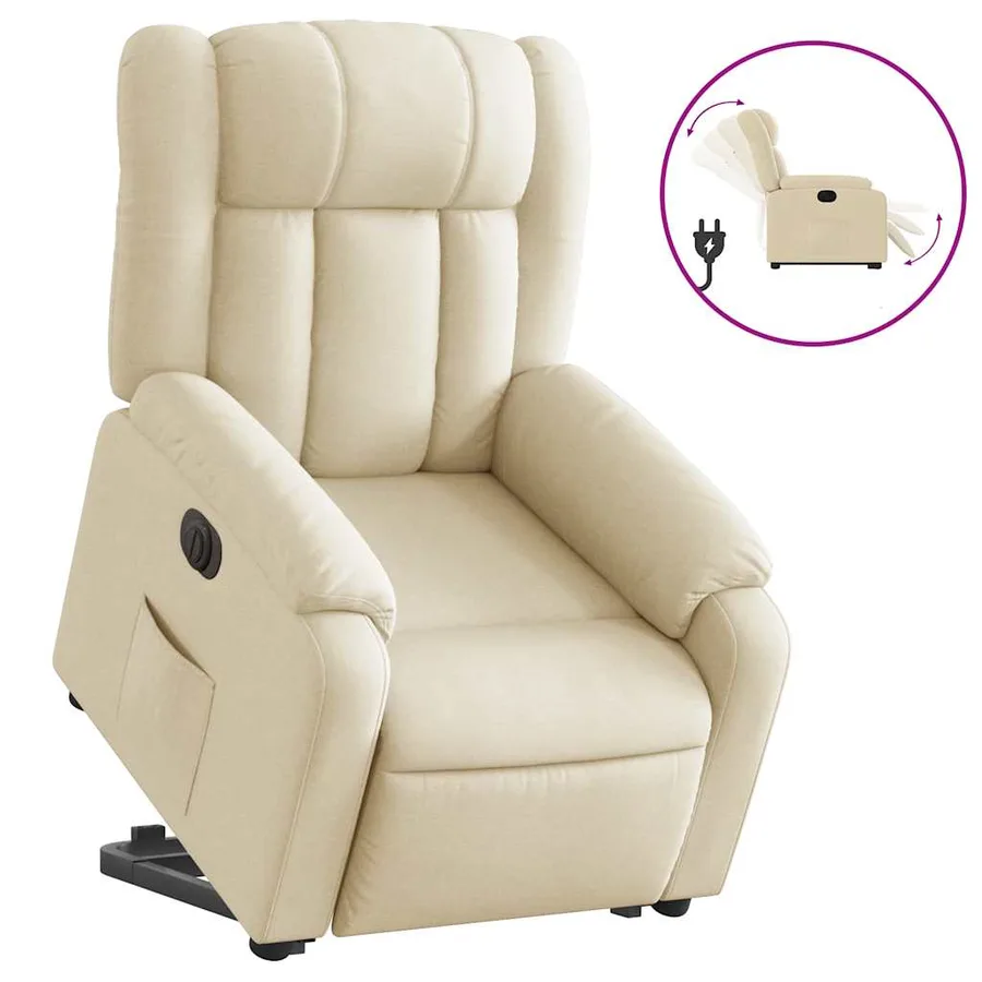 Fauteuil inclinable électrique crème tissu - 2