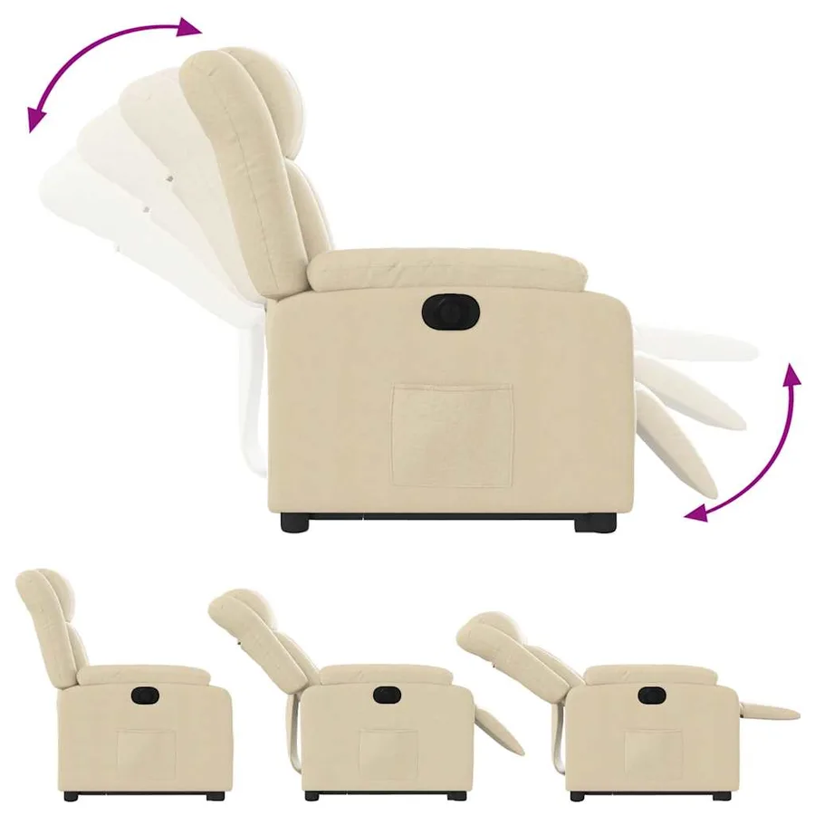 Fauteuil inclinable électrique crème tissu - 7