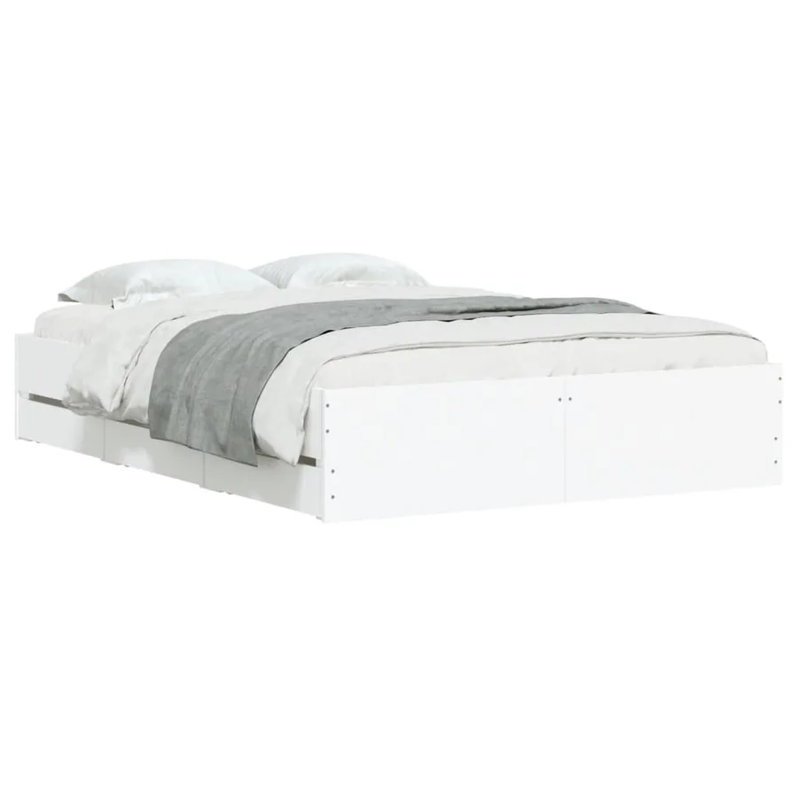 Cadre de lit avec tiroirs sans matelas blanc 120x200 cm - 3