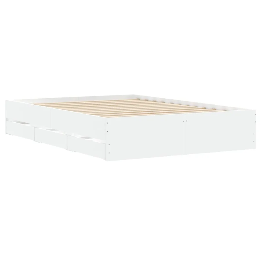 Cadre de lit avec tiroirs sans matelas blanc 120x200 cm - 4