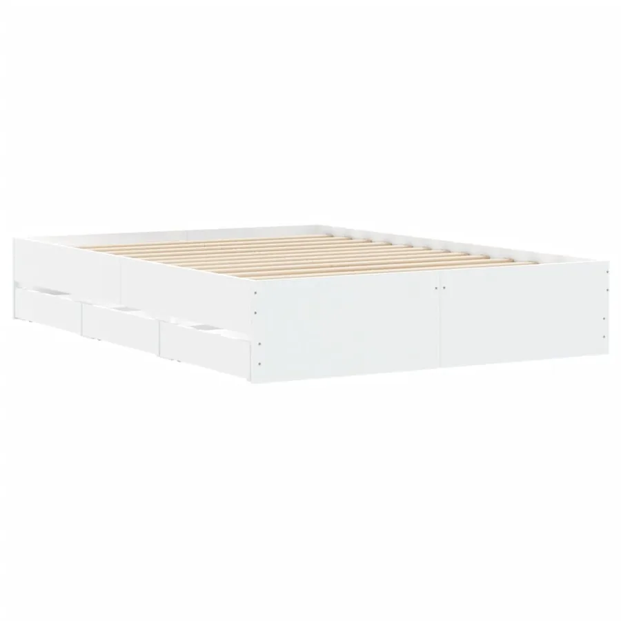 Cadre de lit avec tiroirs sans matelas blanc 120x200 cm - 8