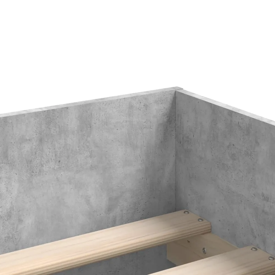 Cadre de lit avec tiroirs sans matelas gris béton 100x200 cm - 9