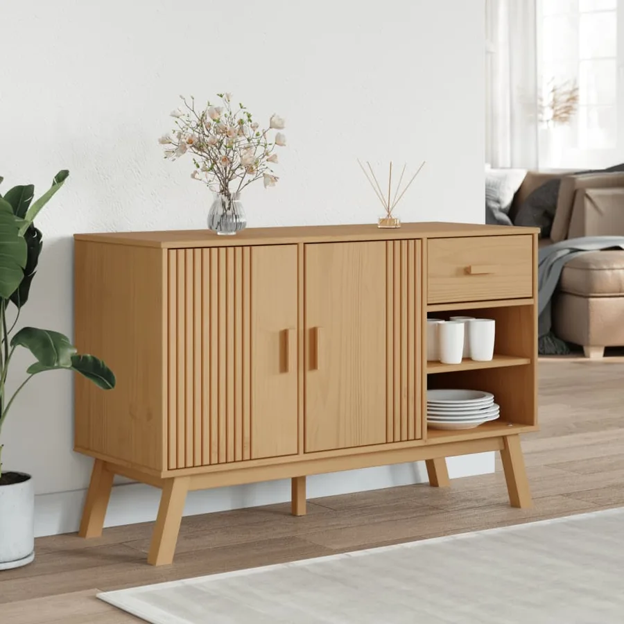 Buffet OLDEN marron 114x43x73,5 cm bois massif de pin - 3