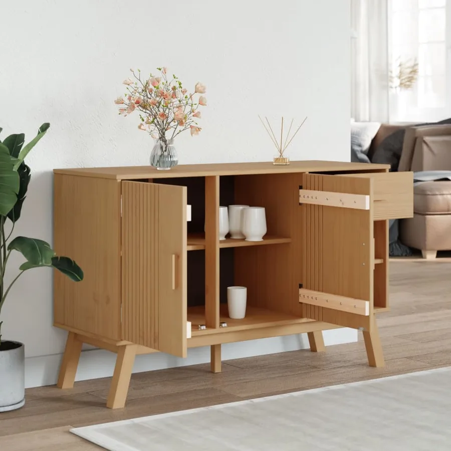 Buffet OLDEN marron 114x43x73,5 cm bois massif de pin - 4