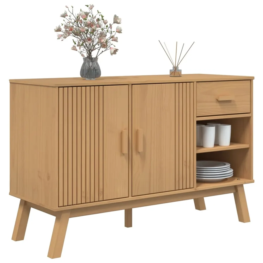 Buffet OLDEN marron 114x43x73,5 cm bois massif de pin - 5