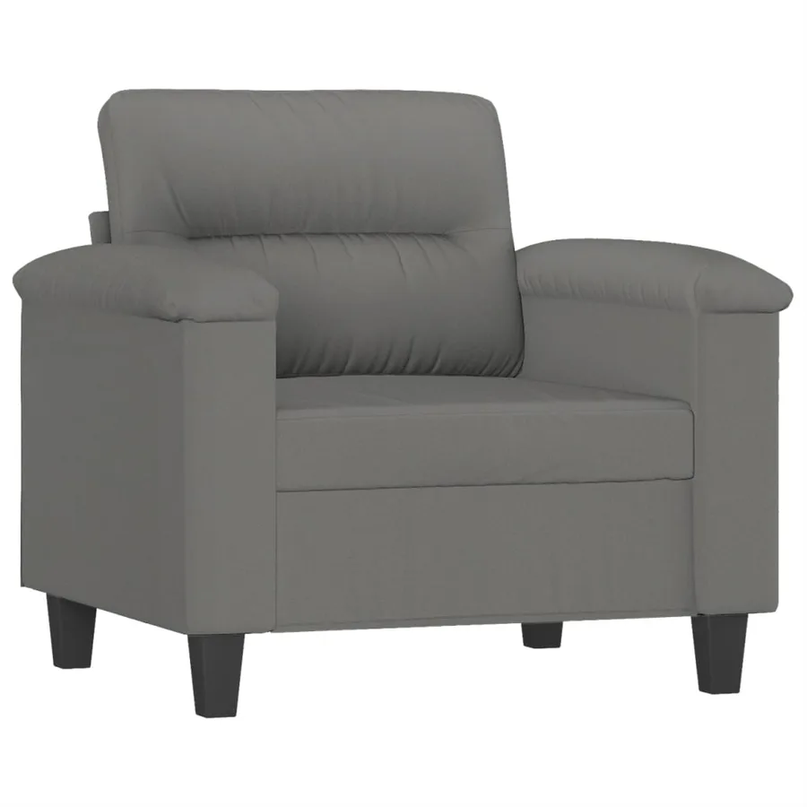 Ensemble de canapés 4 pcs coussins Gris foncé Tissu microfibre - 3