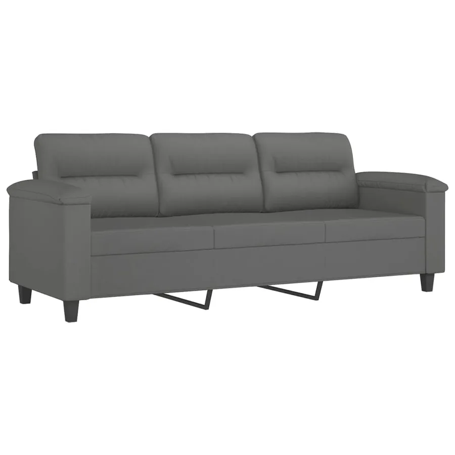 Ensemble de canapés 4 pcs coussins Gris foncé Tissu microfibre - 5
