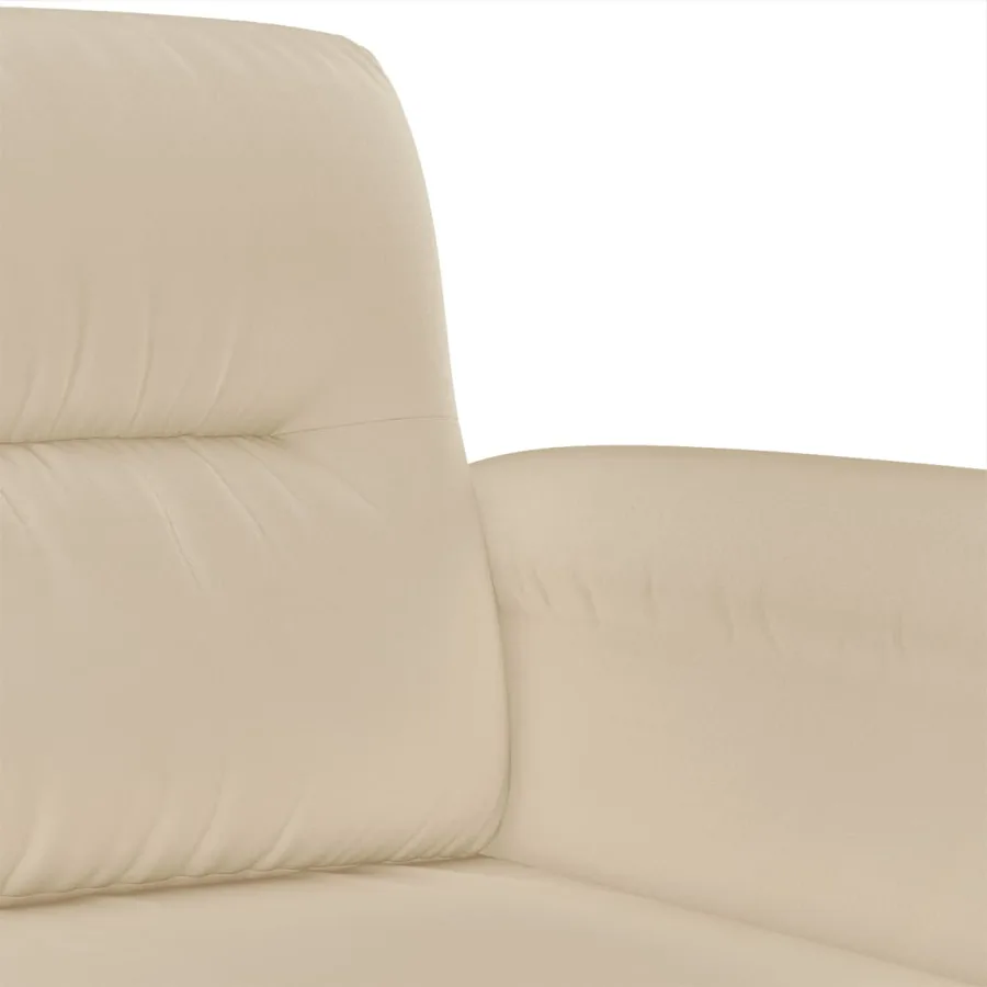 Ensemble de canapés 3 pcs avec coussins Crème Tissu microfibre - 7