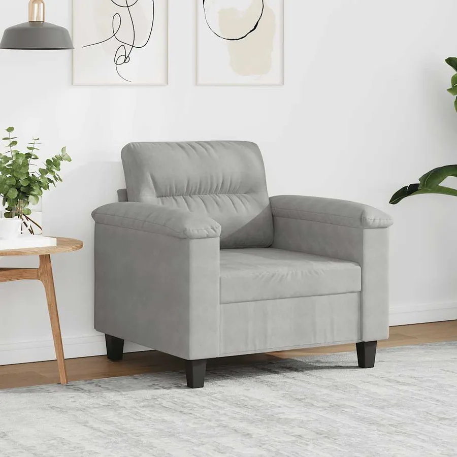 Fauteuil gris clair 60 cm tissu microfibre