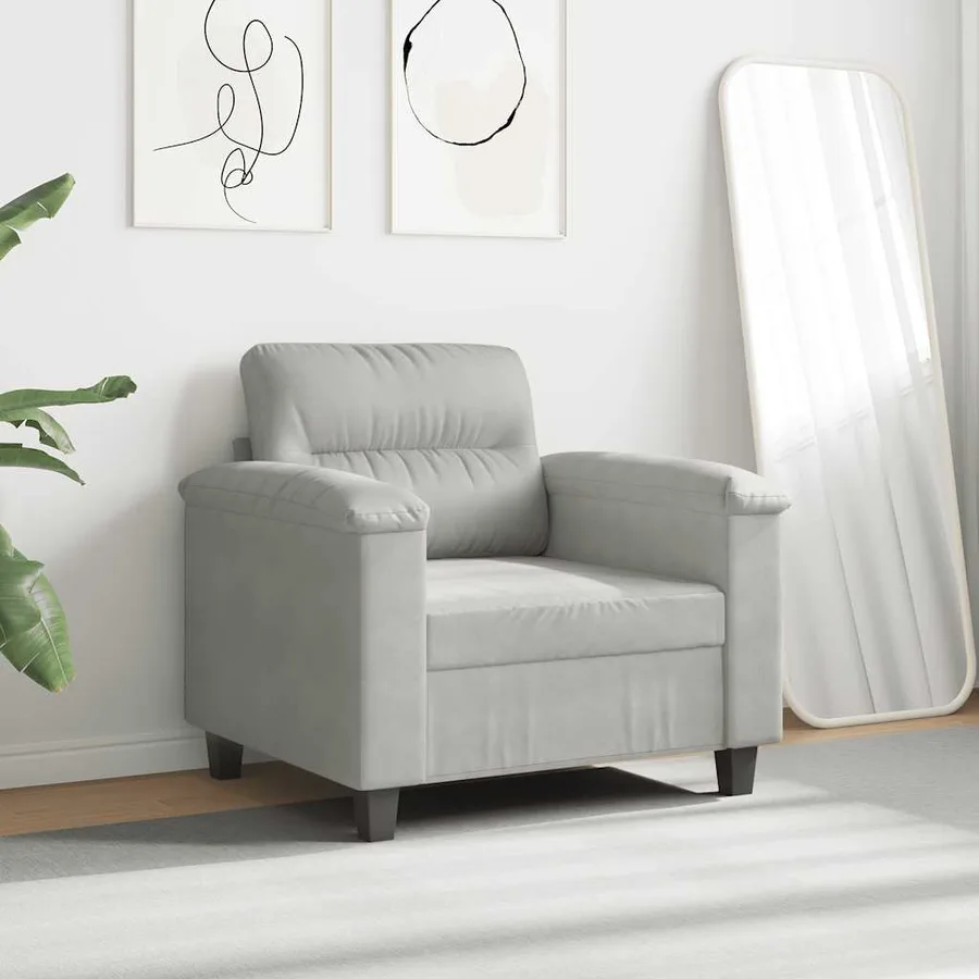 Fauteuil gris clair 60 cm tissu microfibre - 3