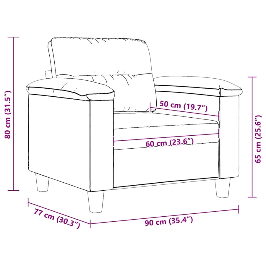 Fauteuil gris clair 60 cm tissu microfibre - 9
