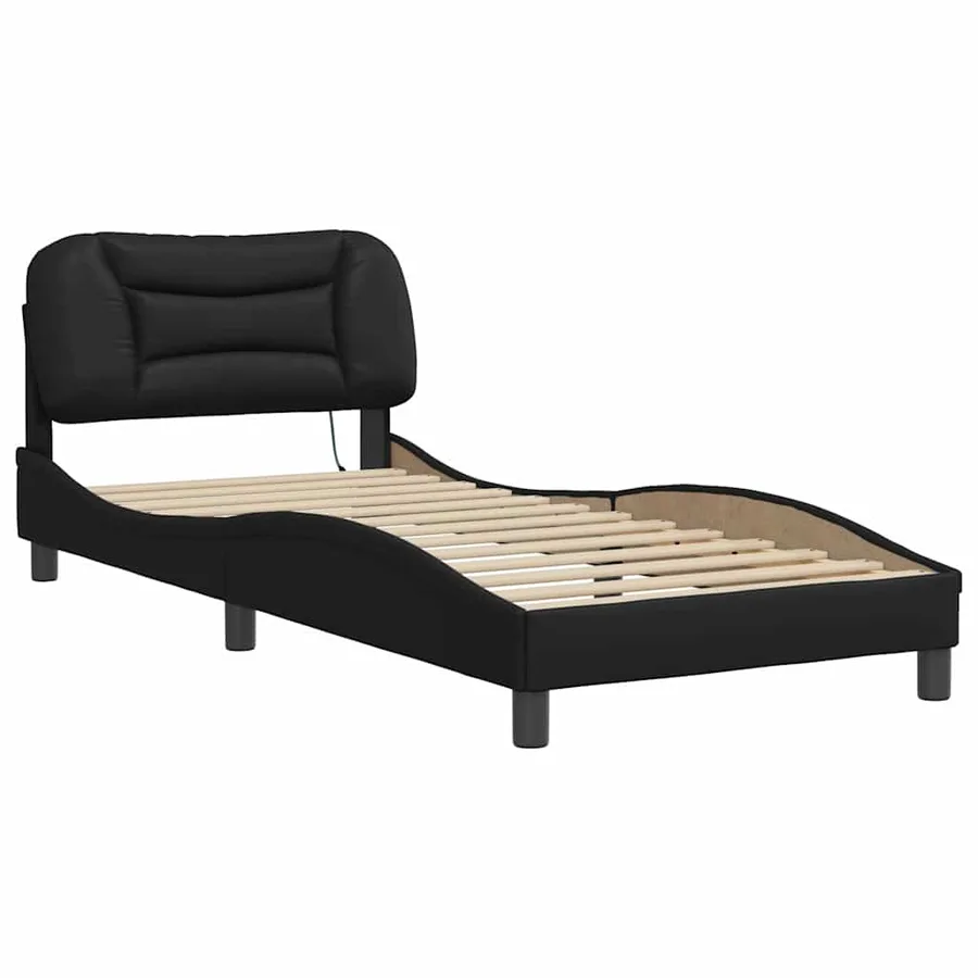 Cadre de lit avec LED sans matelas Hvar noir 80x200 cm - 3