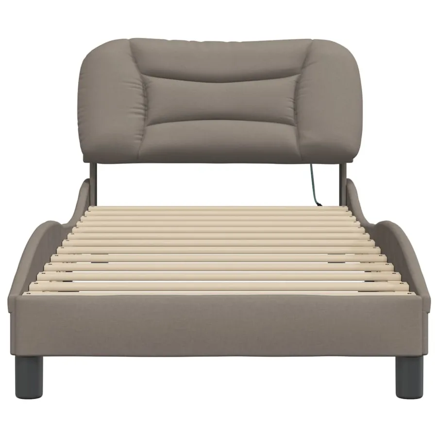 Cadre de lit avec LED sans matelas Hvar taupe 80x200 cm tissu - 6