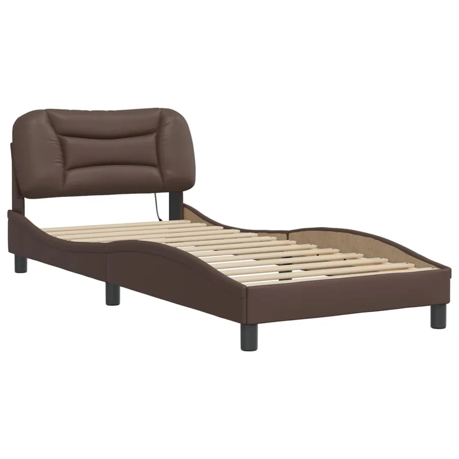 Cadre de lit avec LED sans matelas Hvar marron 90x200 cm - 3