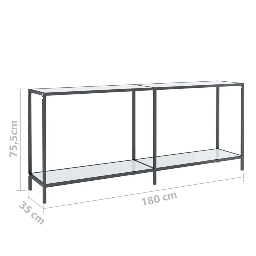 Table console Blanc 180x35x75,5 cm Verre trempé - 8