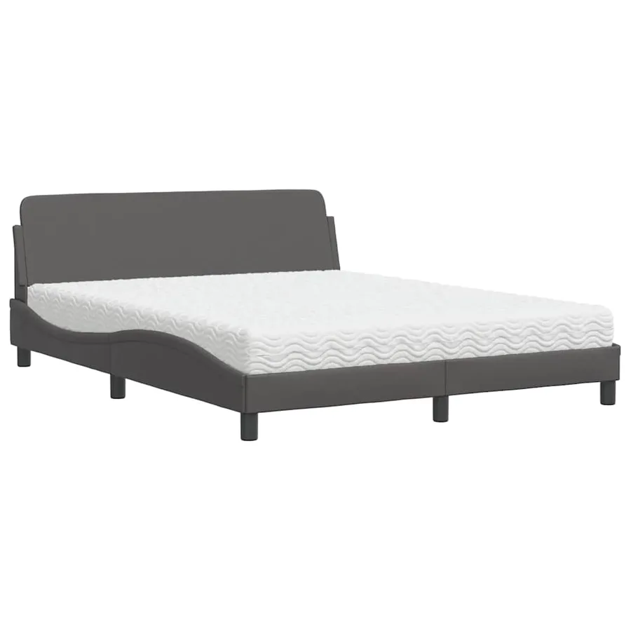 Lit avec matelas Dover gris 160x200 cm similicuir - 2
