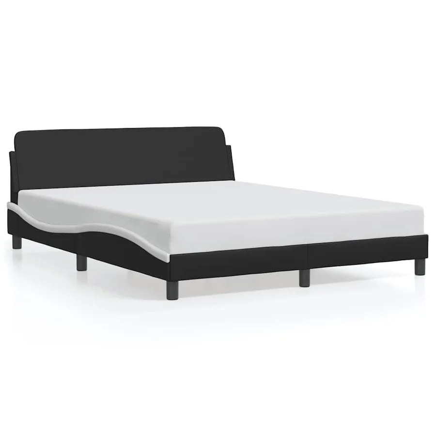 Cadre de lit Dover noir et blanc 160x200 cm similicuir - 2