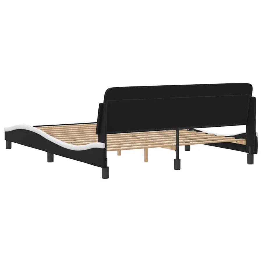 Cadre de lit Dover noir et blanc 160x200 cm similicuir - 6