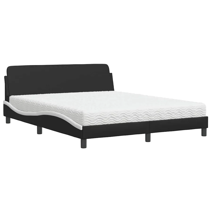 Lit avec matelas Dover noir et blanc 160x200 cm similicuir - 2