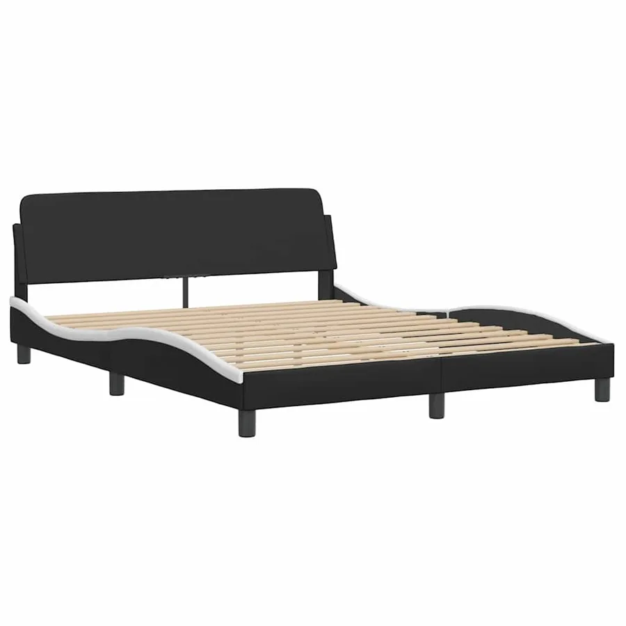 Lit avec matelas Dover noir et blanc 160x200 cm similicuir - 4