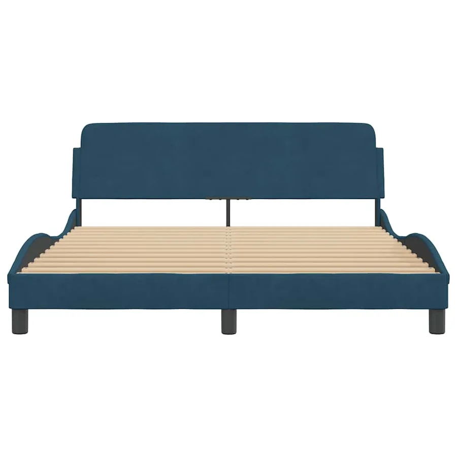Cadre de lit avec tête de lit Dover bleu 160x200cm velours - 4