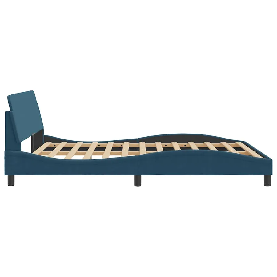 Cadre de lit avec tête de lit Dover bleu 160x200cm velours - 5