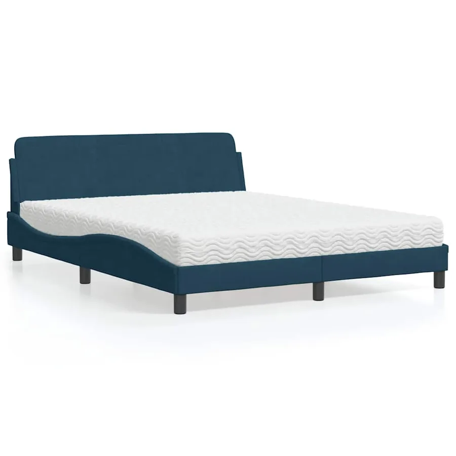 Lit avec matelas Dover bleu 160x200 cm velours - 2