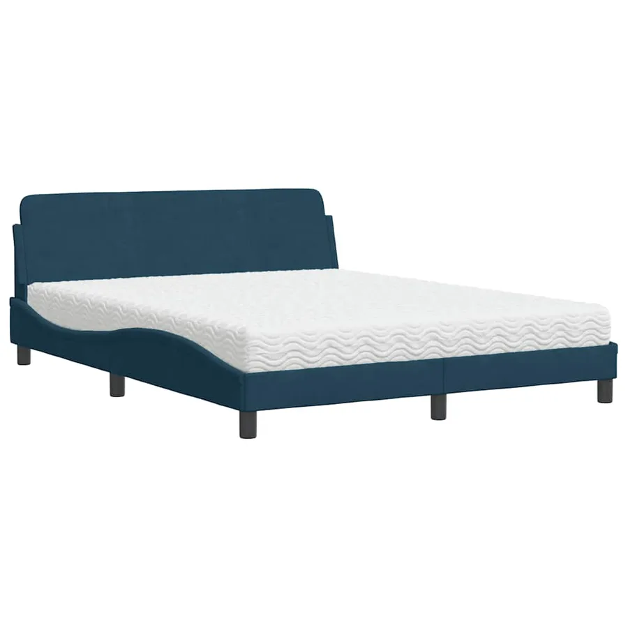 Lit avec matelas Dover bleu 160x200 cm velours - 3