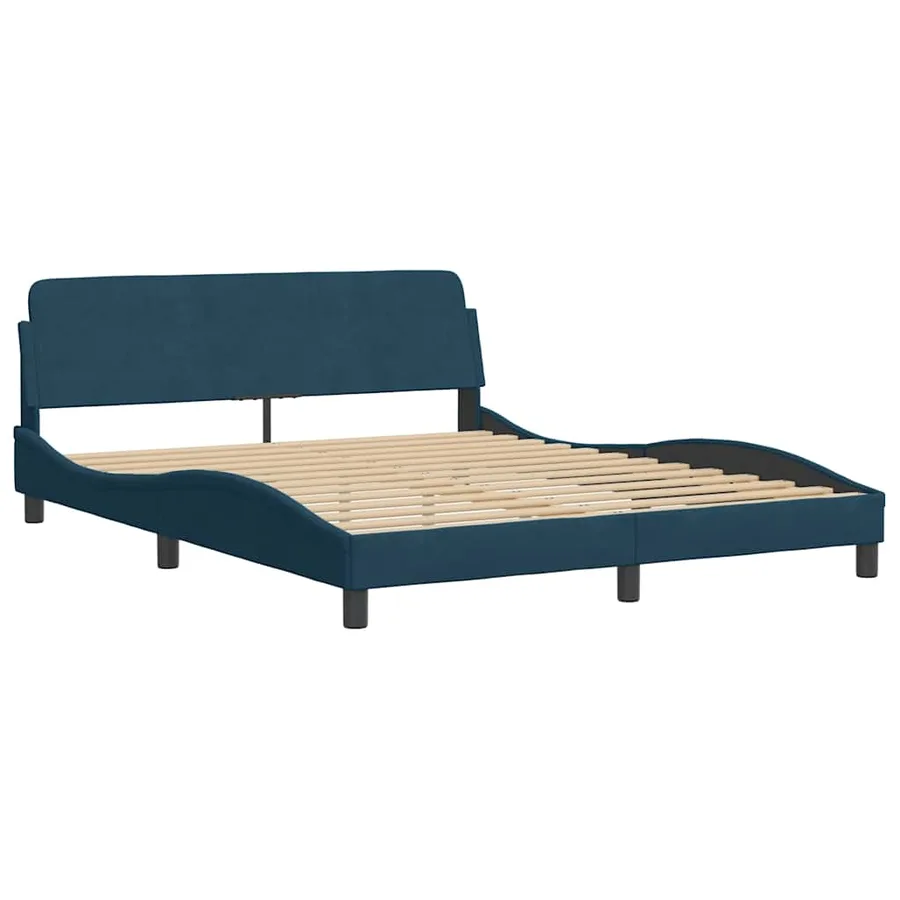 Lit avec matelas Dover bleu 160x200 cm velours - 4