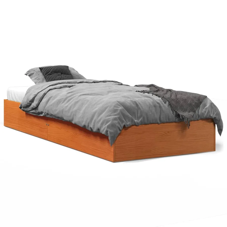 Cadre de lit sans matelas cire marron 90x190 cm bois pin massif - 2